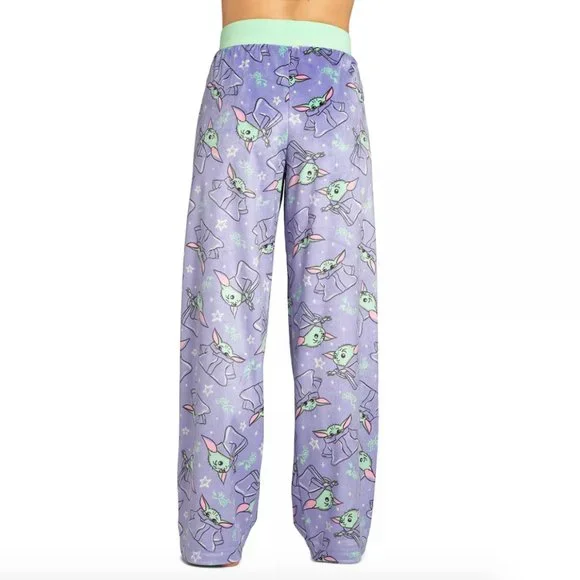 STAR WARS The Mandalorian Fleece Pajama Pants NWT Women's Medium Purple Cozy - Picture 3 of 10